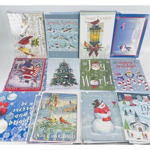 38 Christmas Holiday Cards Lot unused With Envelopes Mixed DAV Veterans Santa - Picture 1 of 2